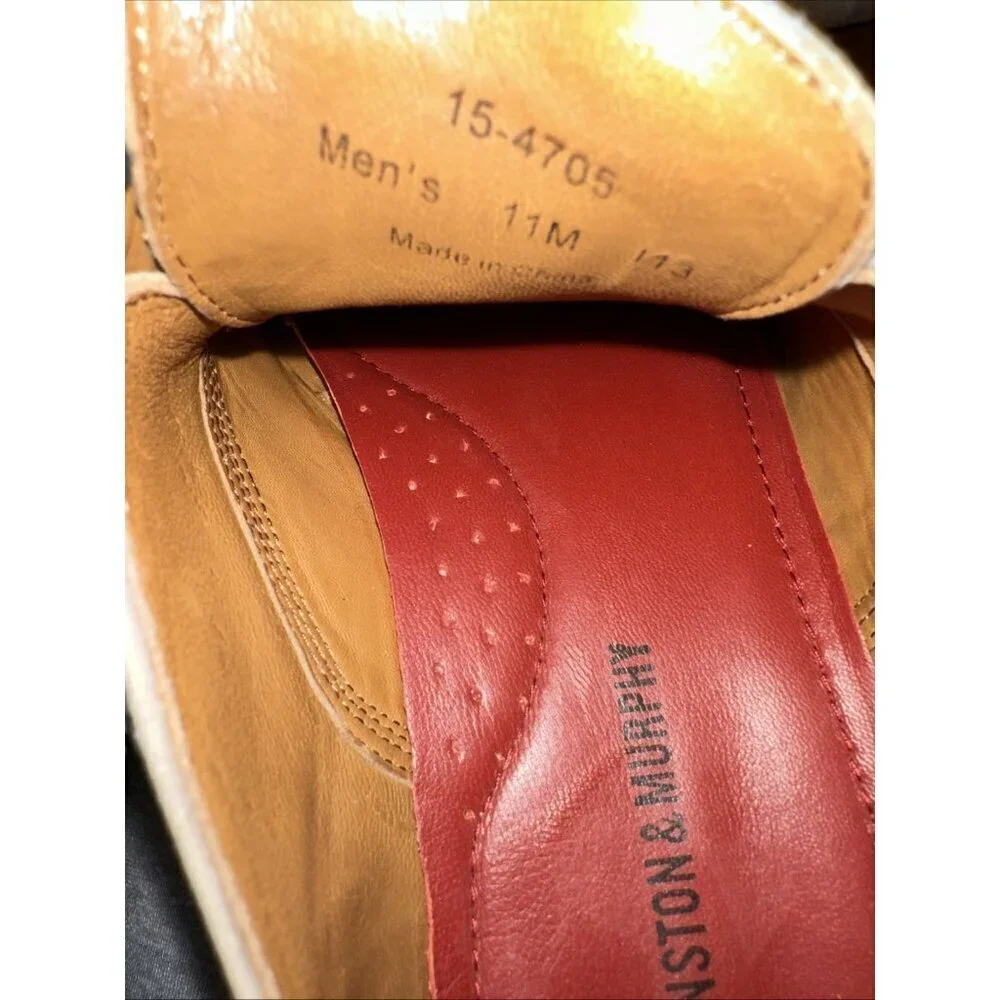 Johnston & Murphy Shoes Mens Leather Sheepskin Memory Foam Sz 11 M